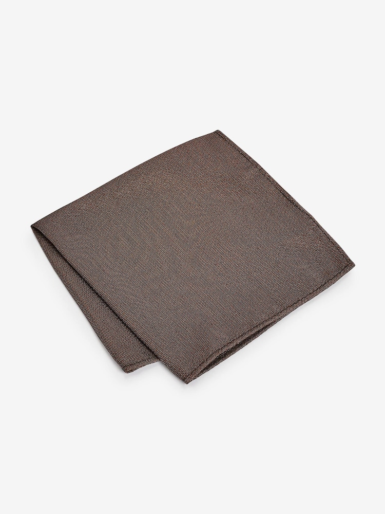 Bronze Brown Metallic Thread Slim Party Tie And Pocket Square Set - Image 2 of 4