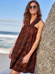 Brown Tie Dye Mini Dress - Image 1 of 5