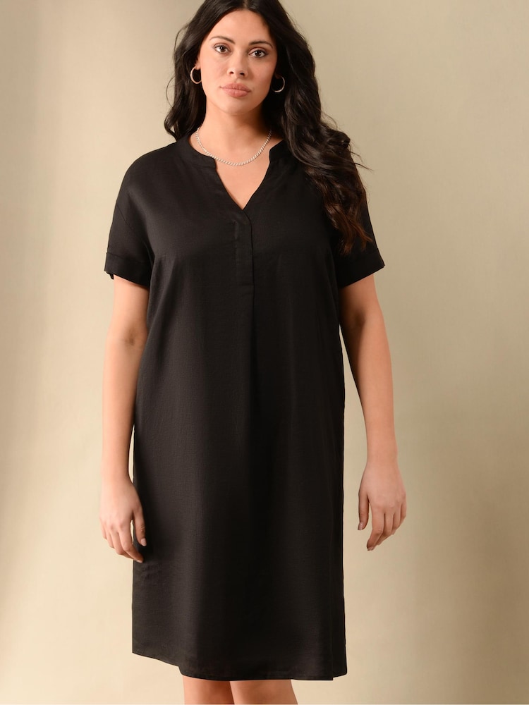 Live Unlimited Black Curve Linen Dress - Image 1 of 4