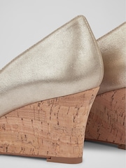LK Bennett Gold Eevi Suede Cork Wedges - Image 4 of 4