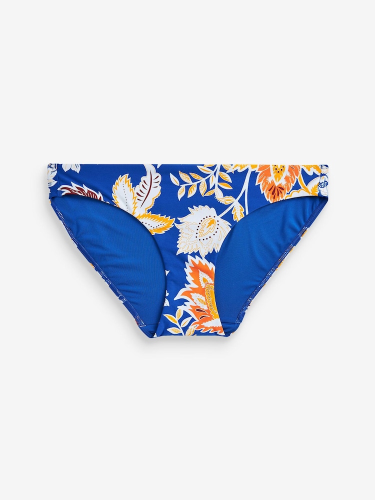 Blue Floral High Leg Briefs Bikini Bottoms - Image 4 of 4