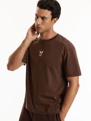 Reiss Cocoa Bark/Stone Cas Reiss | Castore Cotton Relaxed Graphic T-shirt - Image 1 of 6