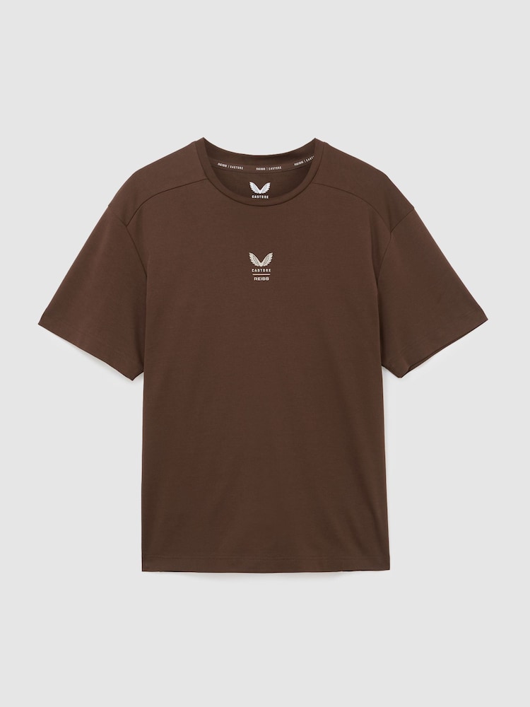 Reiss Cocoa Bark/Stone Cas Reiss | Castore Cotton Relaxed Graphic T-shirt - Image 2 of 6 Reiss Cocoa Bark/Stone Cas Reiss | Castore Cotton Relaxed Graphic T-shirt - Image 2 of 6