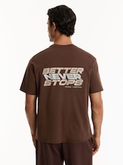Reiss Cocoa Bark/Stone Cas Reiss | Castore Cotton Relaxed Graphic T-shirt - Image 4 of 6