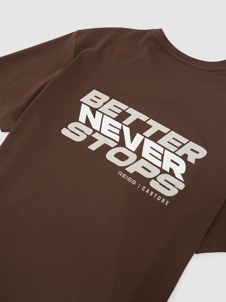 Reiss Cocoa Bark/Stone Cas Reiss | Castore Cotton Relaxed Graphic T-shirt - Image 6 of 6 Reiss Cocoa Bark/Stone Cas Reiss | Castore Cotton Relaxed Graphic T-shirt - Image 6 of 6