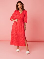 Myleene Klass Orange Vintage Textured Midi Dress - Image 4 of 4