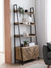 Dark Bronx Ladder Chevron Oak Effect Storage Shelf - Image 1 of 8