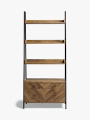 Dark Bronx Ladder Chevron Oak Effect Storage Shelf - Image 6 of 8