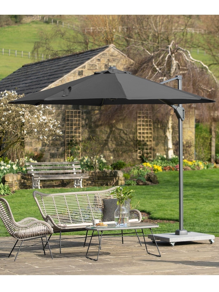 Pacific Anthracite Grey Garden Voyager T1 3m Round Parasol - Image 1 of 6