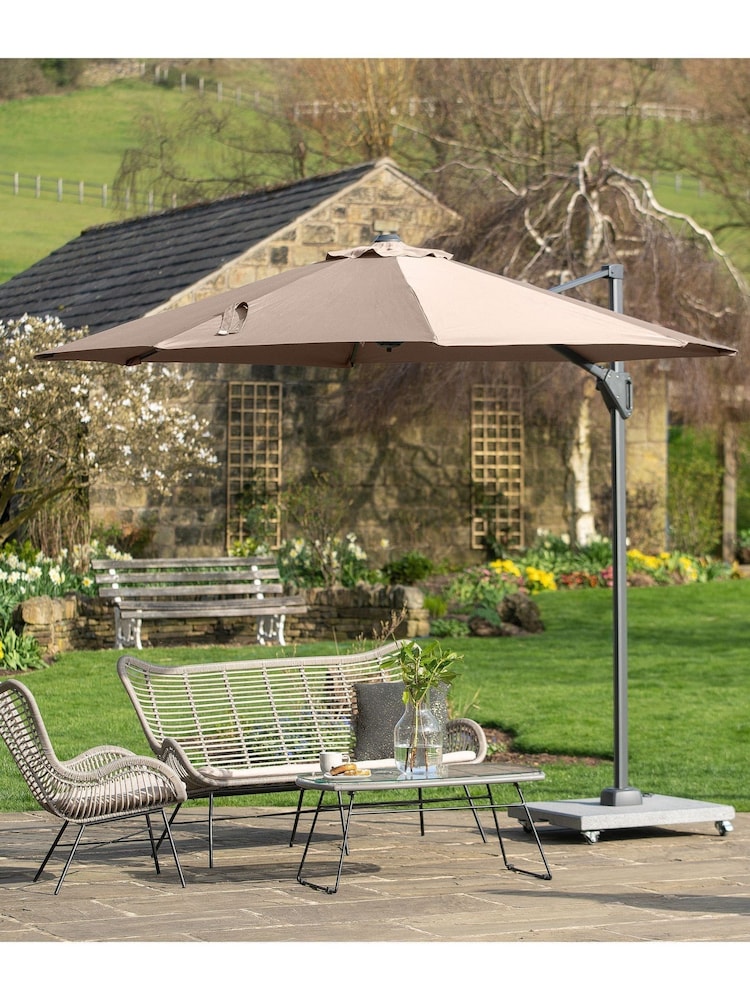 Pacific Taupe Brown Garden Voyager T1 3m Round Parasol - Image 1 of 7