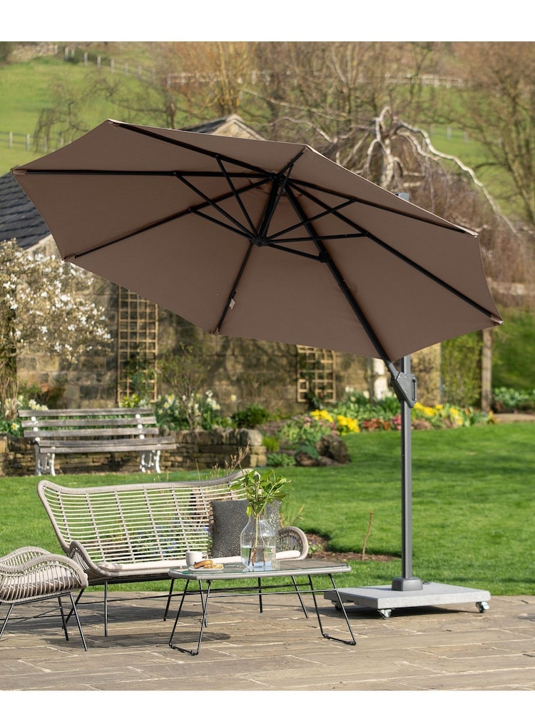 Pacific Taupe Brown Garden Voyager T1 3m Round Parasol - Image 2 of 7
