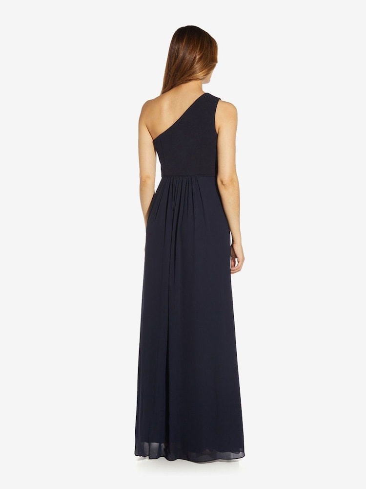 Adrianna Papell One Shoulder Chiffon Gown - Image 2 of 4 Adrianna Papell One Shoulder Chiffon Gown - Image 2 of 4