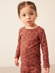 Animal Print Cotton Rich Long Sleeve Rib T-Shirt (3mths-7yrs) - Image 1 of 7