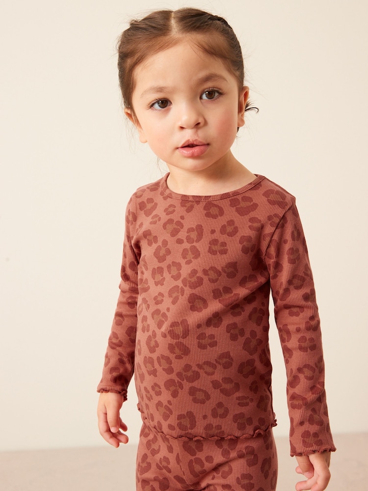Animal Print Cotton Rich Long Sleeve Rib T-Shirt (3mths-7yrs) - Image 1 of 7