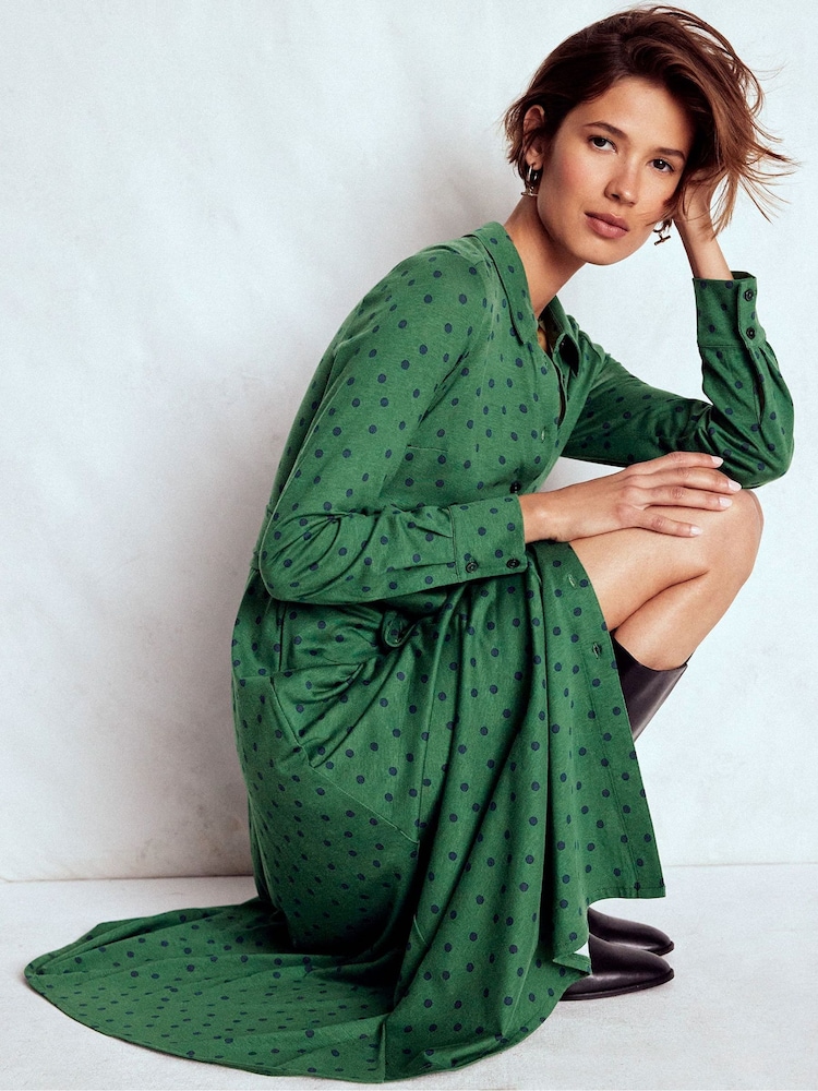 Boden Green Marcia Jersey Shirt Dress - Image 1 of 6 Boden Green Marcia Jersey Shirt Dress - Image 1 of 6
