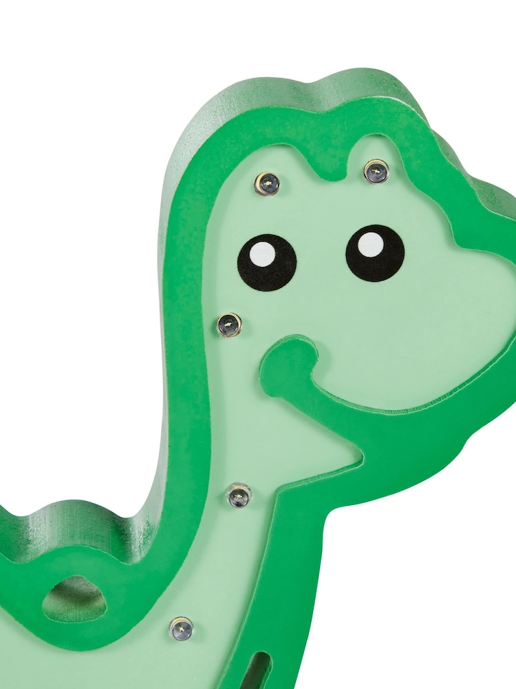 glow Green Wooden Dinosour Rechargeable Wireless Table Light - Image 5 of 5