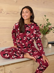 Berry Red Cotton Long Sleeve Pyjamas - Image 1 of 10