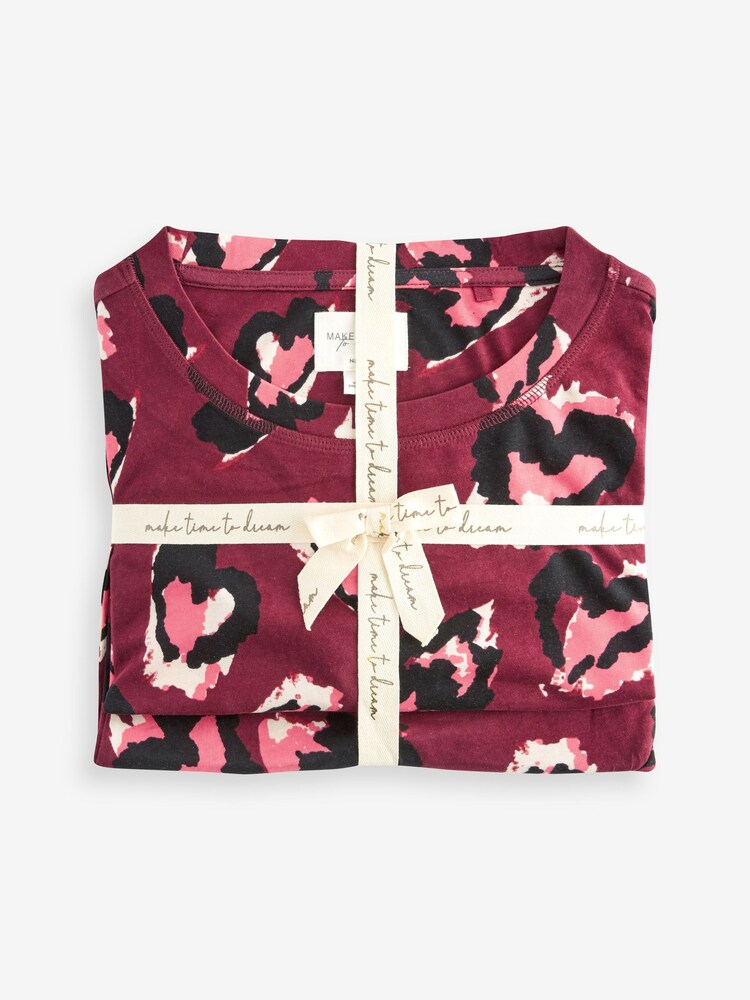 Berry Red Cotton Long Sleeve Pyjamas - Image 10 of 10