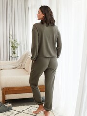 Sage Green Soft Waffle Long Sleeve Pyjamas - Image 3 of 9