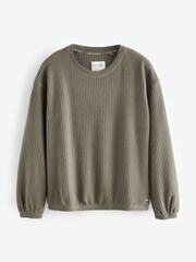 Sage Green Soft Waffle Long Sleeve Pyjamas - Image 7 of 9