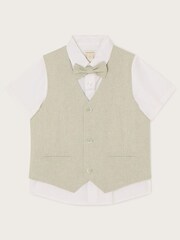 Monsoon Three-Piece Waistcoat, Bow Tie and Short Sleeve Shirt Set - Image 1 of 3