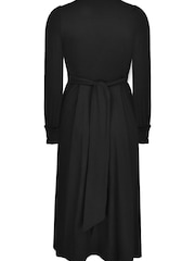 Ro&Zo Black Jersey Shirred Waist Midi Dress - Image 5 of 6