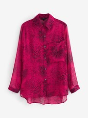 Pink Animal Sheer Longline Shirt - Image 2 of 2