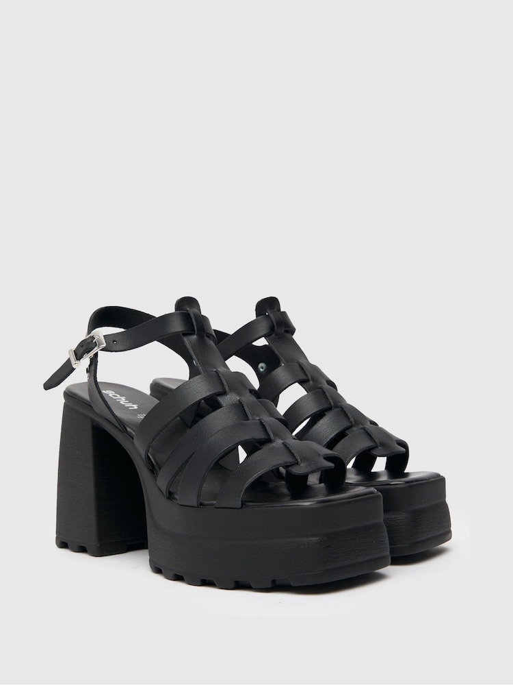 Schuh Starla Black Platform Fisherman Heels - Image 2 of 4