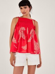 Monsoon Red 100% Cotton Mahi Halter High Neck Cami - Image 1 of 5