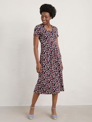 Seasalt Cornwall Blue Seed Packet Short Sleeve Midi Dress - Image 1 of 4