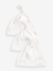 White Grey Animal Baby Tie Top Hats 3 Pack (0-12mths) - Image 1 of 5