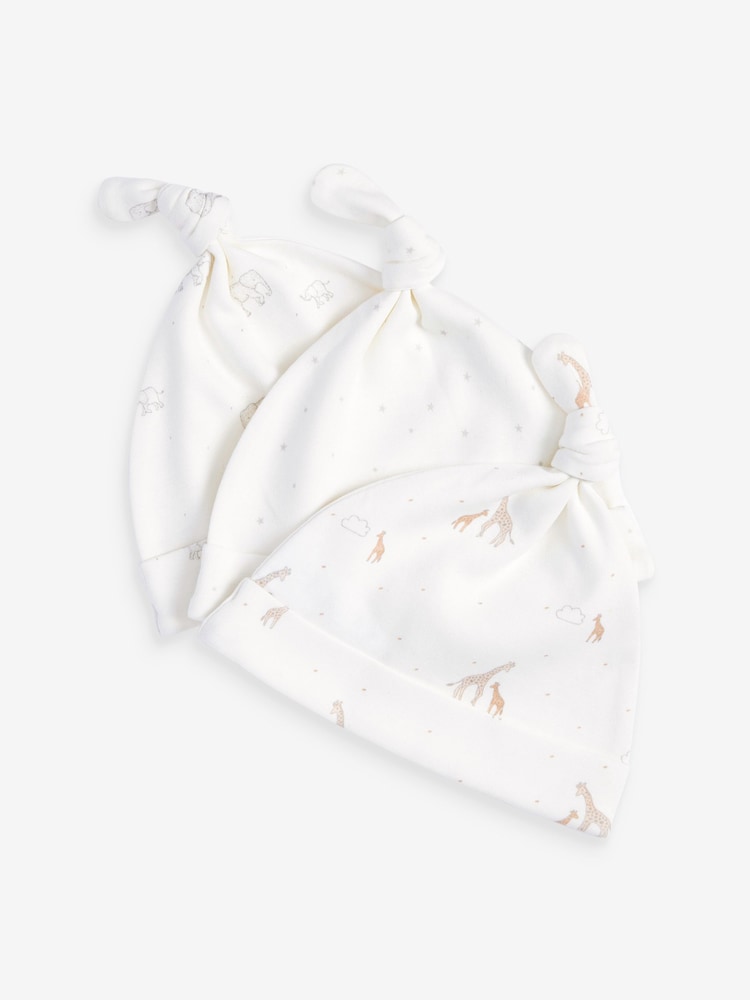 White Grey Animal Baby Tie Top Hats 3 Pack (0-12mths) - Image 2 of 5
