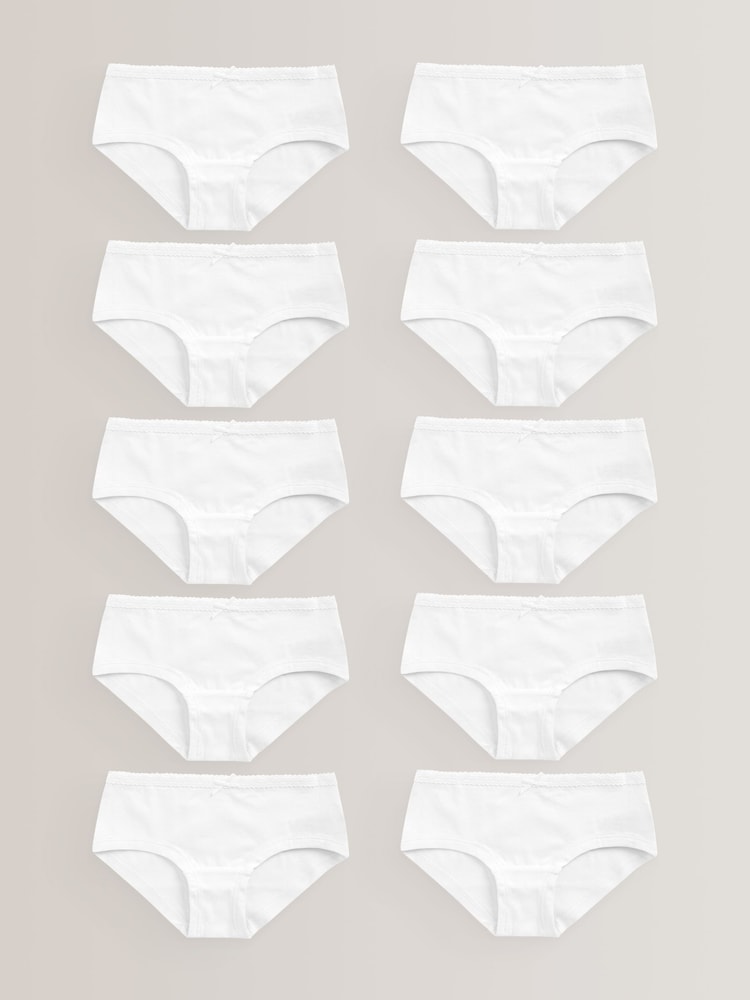Weiß/Spitzenbesatz - Hüftslips im 10er-Pack (1.5–16 J.) - Bild 1 von 2
