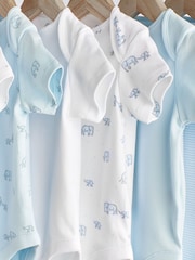Blue/White Elephant 7 Pack Short Sleeve Baby Bodysuits - Image 3 of 6