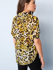 Olive Green Animal Print Short Sleeve Shirt - Image 3 of 5