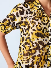 Olive Green Animal Print Short Sleeve Shirt - Image 4 of 5