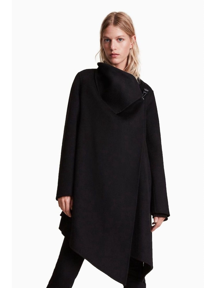 AllSaints Black Monument Eve Coat - Image 1 of 6
