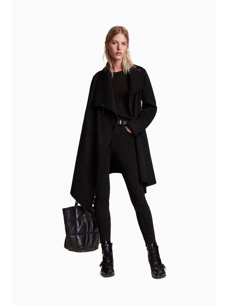 AllSaints Black Monument Eve Coat - Image 3 of 6