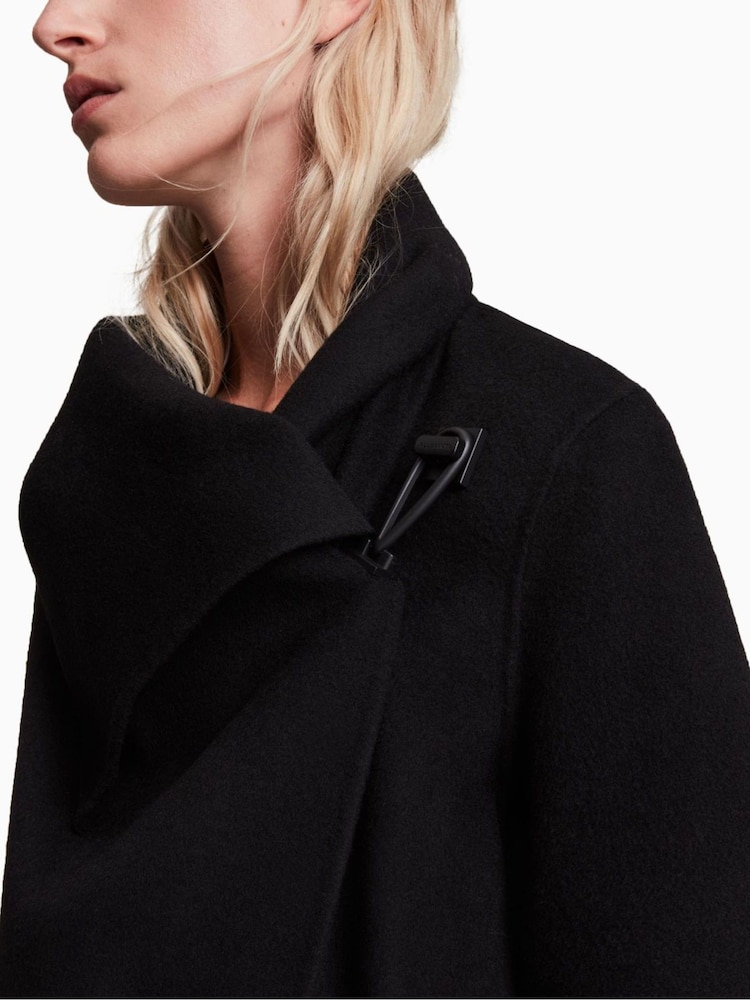 AllSaints Black Monument Eve Coat - Image 5 of 6