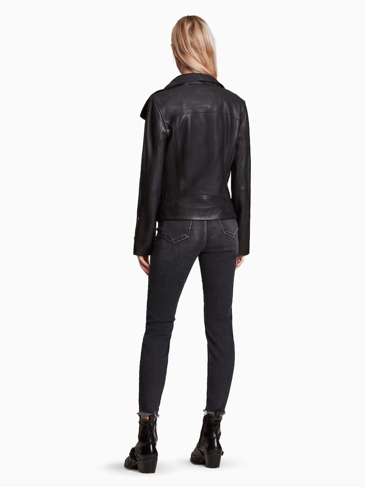 AllSaints Black Ellis Biker Jacket - Image 1 of 7
