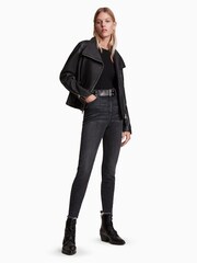 AllSaints Black Ellis Biker Jacket - Image 2 of 7