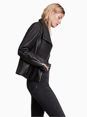 AllSaints Black Ellis Biker Jacket - Image 3 of 7