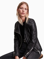 AllSaints Black Ellis Biker Jacket - Image 4 of 7