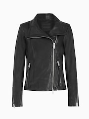 AllSaints Black Ellis Biker Jacket - Image 6 of 7