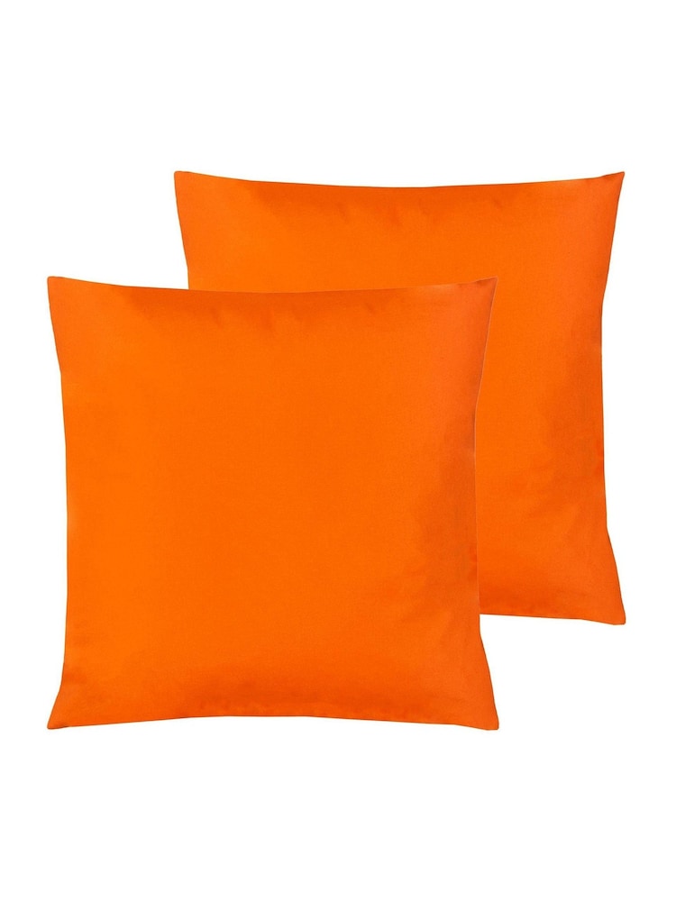 furn. Orange Plain Twin Pack Water UV Resistant Outdoor Cushions - Image 2 of 4