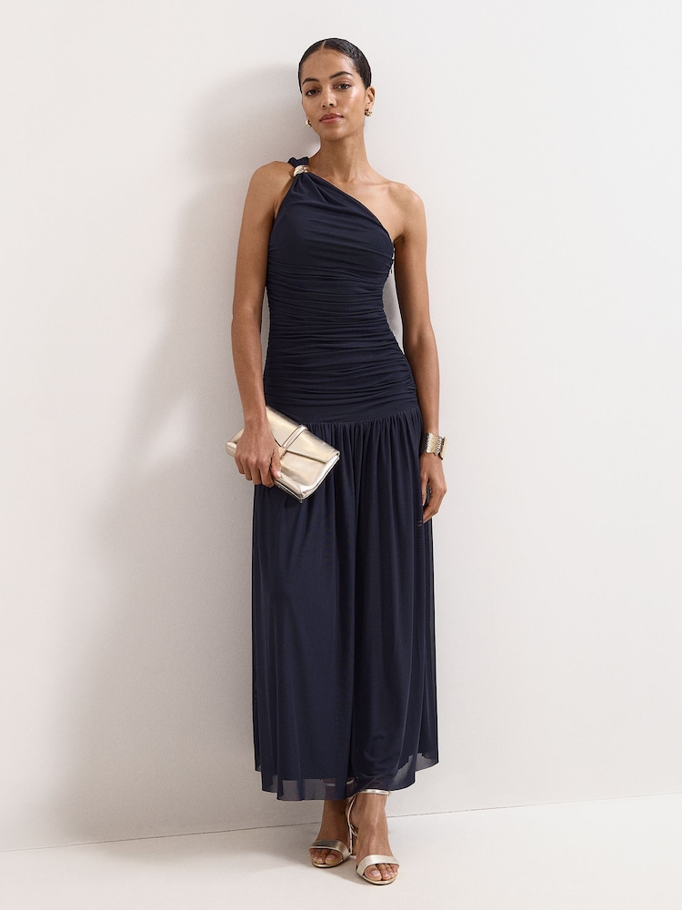 Phase Eight Blue Melina Ruched Dress - Image 1 of 7 Phase Eight Blue Melina Ruched Dress - Image 1 of 7