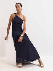 Phase Eight Blue Melina Ruched Dress - Image 6 of 7