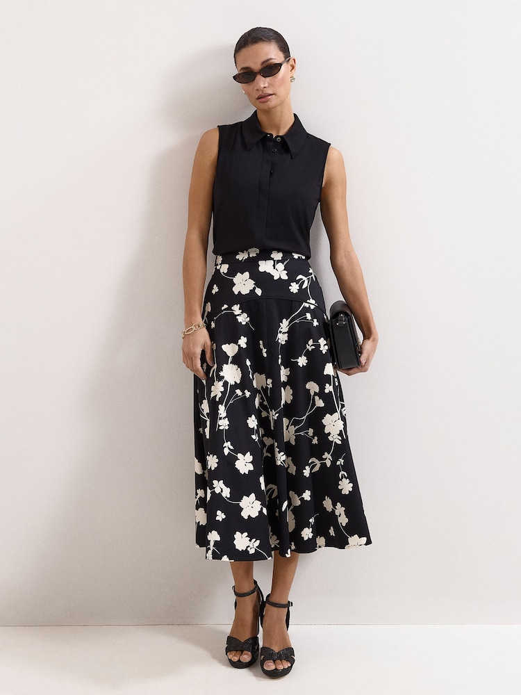 Phase Eight Black Mavis Floral Skirt - Image 1 of 8 Phase Eight Black Mavis Floral Skirt - Image 1 of 8