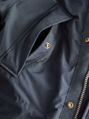 Navy Blue Shower Resistant Hooded Parka Coat - Image 10 of 12