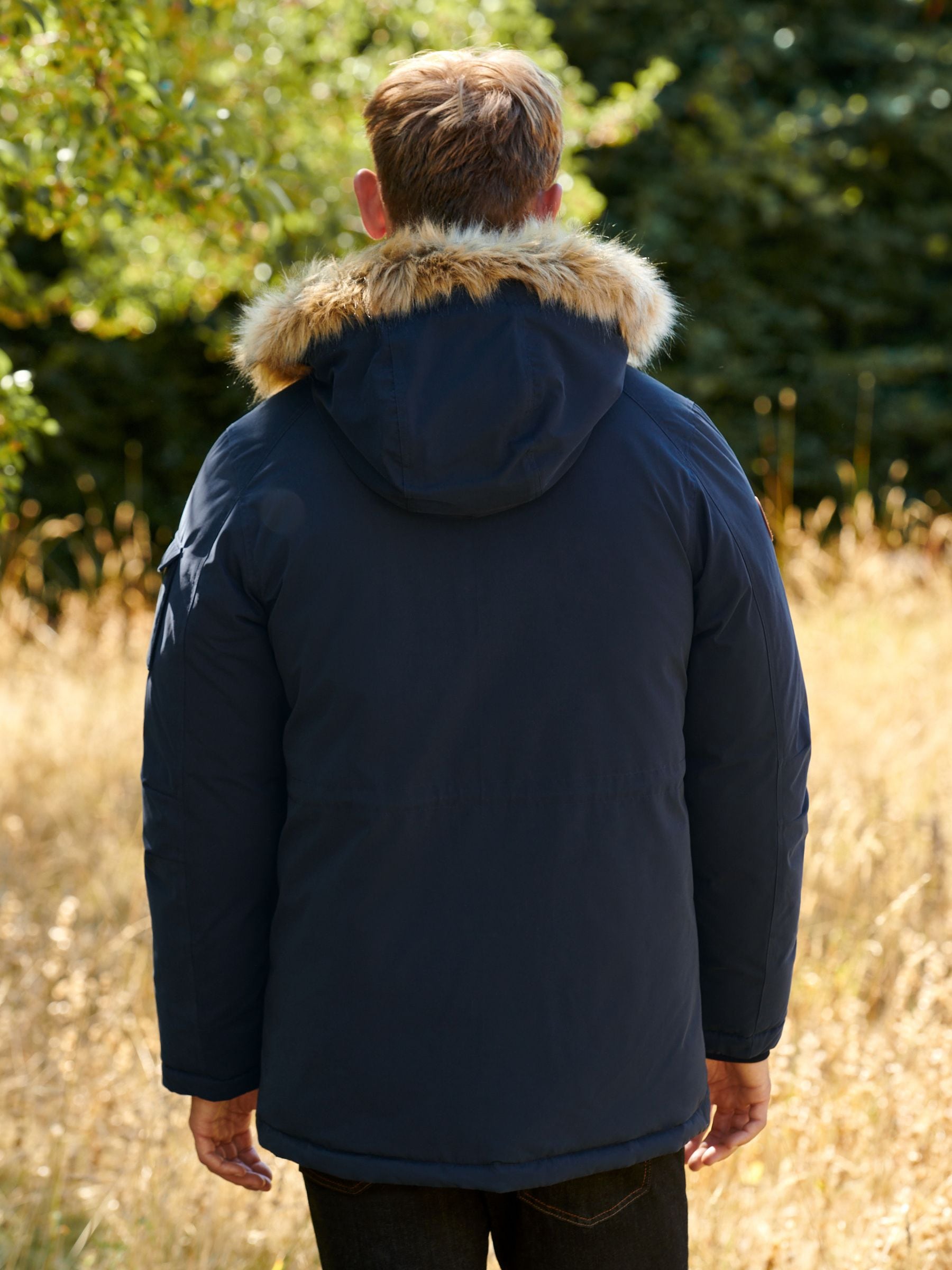 Buy Navy Blue Shower Resistant Hooded Parka Coat from Next Luxembourg